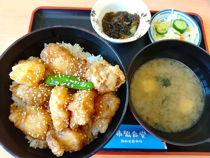大津漁協直営市場食堂の「あんこう竜田丼」